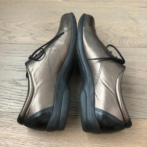 Munro American Sport Lace Up 2 Tone Leather Shoes Blk Metallic Bronze Sz 8.5 N - Picture 6 of 15